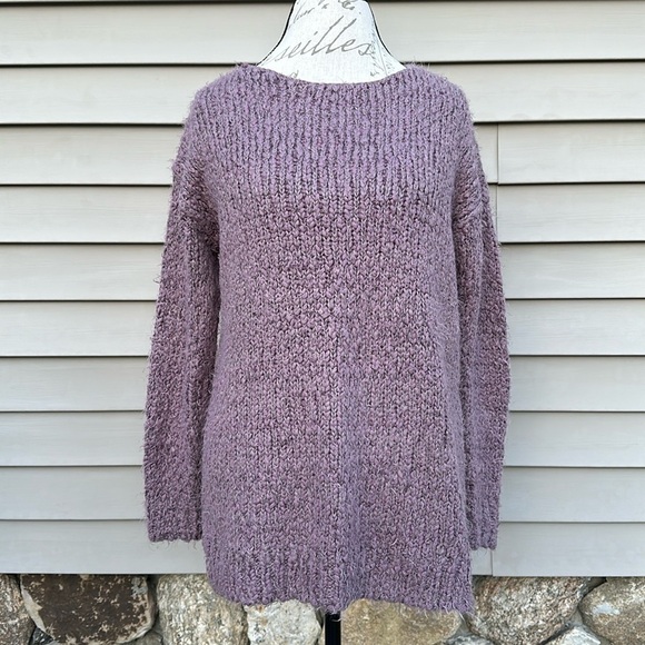 SIMPLY Noelle Chunky Eyelash Knit Tunic Sweater - Mauve - Picture 1 of 12